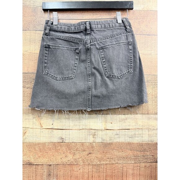 BDG Black Denim Mini Skirt XS Frayed Hem High-Waisted - Picture 3 of 8